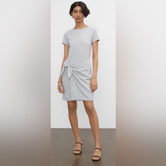 Club Monaco Twansia sheath crewneck short sleeve sarong accent midi dress. Small - Picture 2 of 8